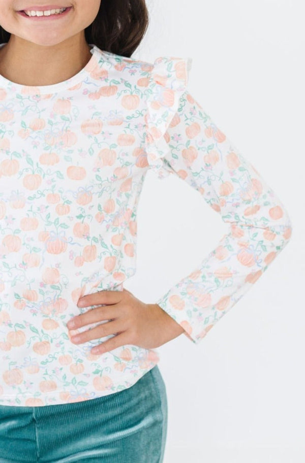 pretty-pumpkins-l-s-ruffle-tee Mila & Rose at Sophia's Style-Pretty Pumpkins L/S Ruffle Tee-6-12M-Ruffle Tee L/S-1